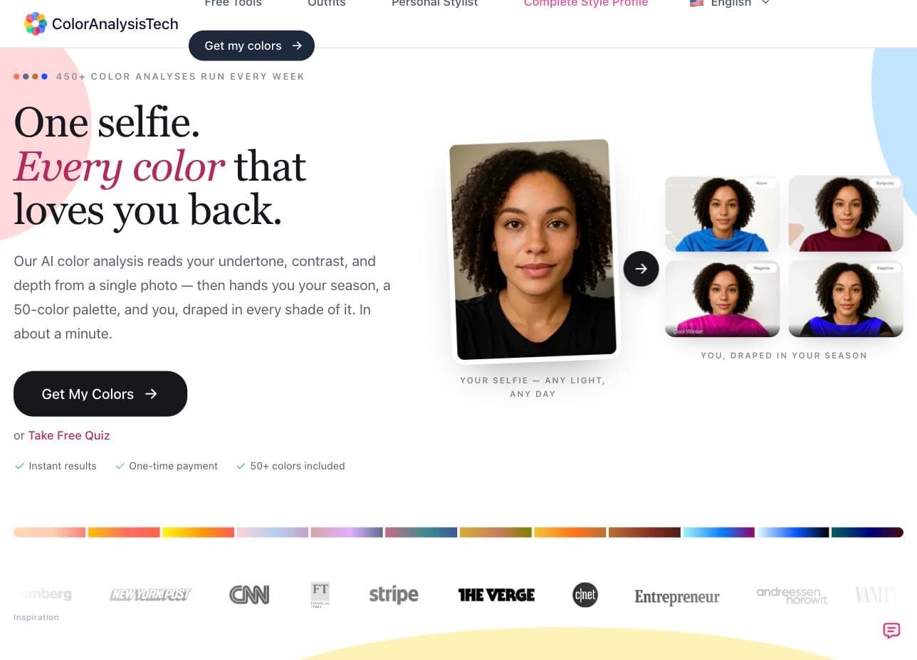 ColorAnalysisTech — an AI color analysis website designed and built by Chestnut